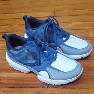 Vionic ARIS Men's Leather Suede Blue and White Sneakers